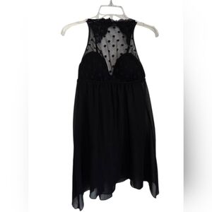 🌌 Chic Black Polka Dot Sheer Nighty Sz M